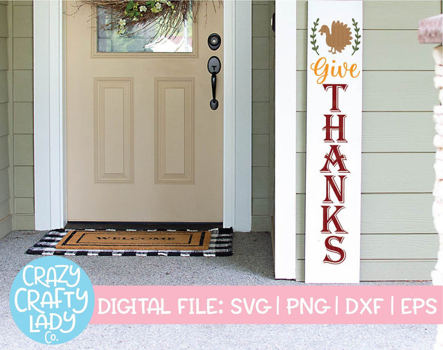 Give Thanks | Porch Sign SVG Cut File SVG Crazy Crafty Lady Co. 