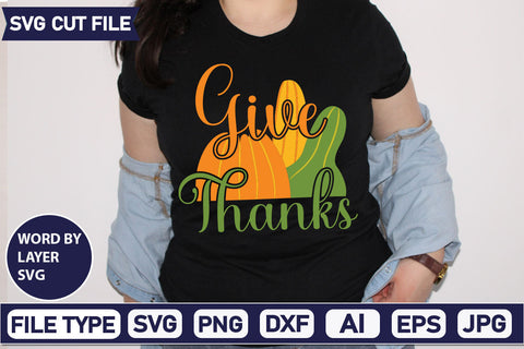 Give Thanks SVG Cut File SVGs quotes-and-sayings food-drink mini-bundles print-cut on-sale Clipart Clip Art Sublimation or Vinyl Shirt Design SVG DesignPlante 503 