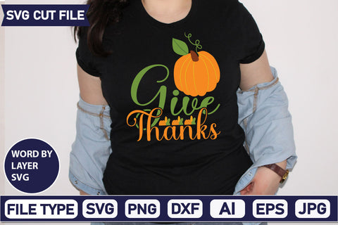 Give Thanks SVG Cut File SVGs quotes-and-sayings food-drink mini-bundles print-cut on-sale Clipart Clip Art Sublimation or Vinyl Shirt Design SVG DesignPlante 503 