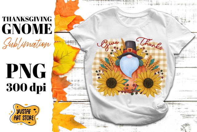Give Thanks. Thanksgiving Gnome sublimation design Sublimation Yustaf Art Store 