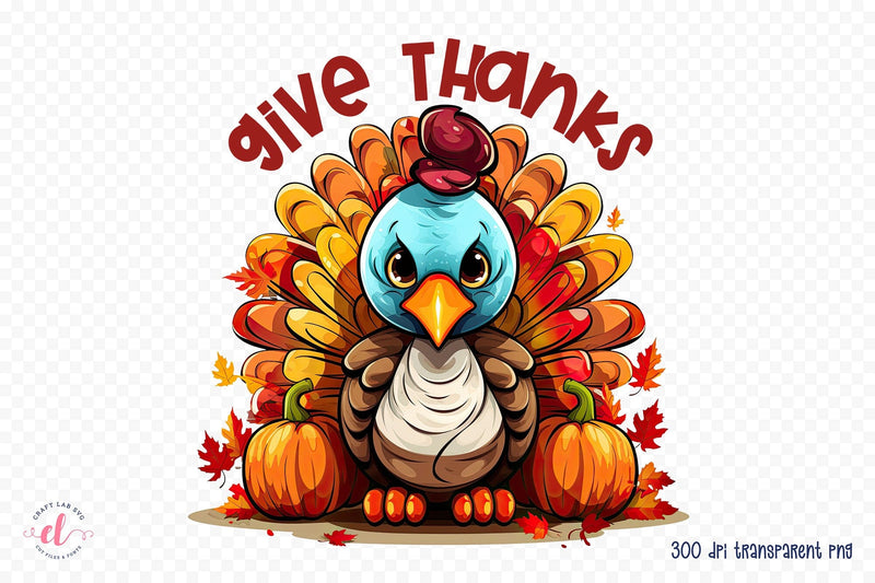 Give Thanks - Thanksgiving Sublimation Design Sublimation CraftLabSVG 
