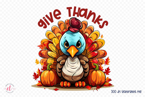 Give Thanks - Thanksgiving Sublimation Design Sublimation CraftLabSVG 