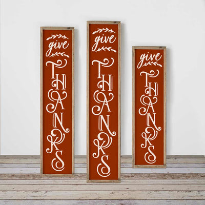 Give Thanks Thanksgiving vertical SVG file for long front door porch sign (3 sizes) SVG Chameleon Cuttables 