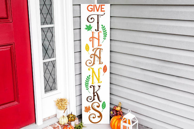 Give Thanks vertical porch sign svg, fall vertical porch SVG Paper Switch 