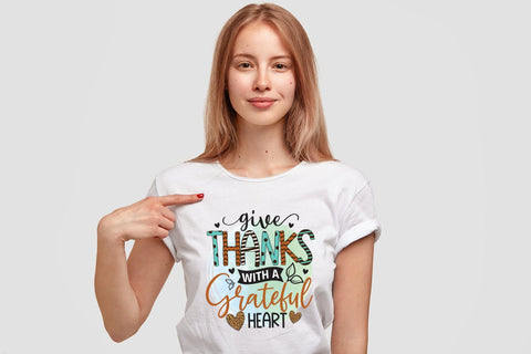 Give Thanks with a Grateful Heart PNG Sublimation Sublimation CraftLabSVG 