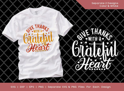 Give Thanks With A Grateful Heart SVG Cut File | Thanksgiving Svg | Grateful Thankful Svg | T-shirt Design SVG ETC Craft 