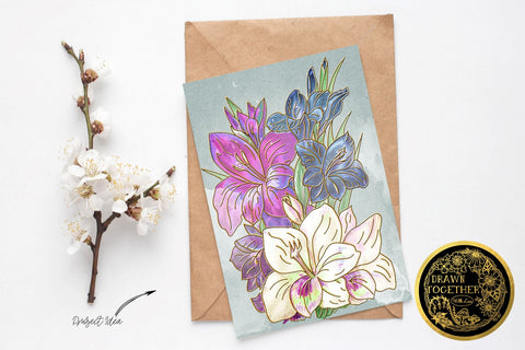 Gladiolus - Single line for Foil Quill | Digi Stamp Sketch DESIGN DrawnTogether with love 