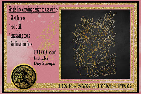 Gladiolus - Single line for Foil Quill | Digi Stamp Sketch DESIGN DrawnTogether with love 
