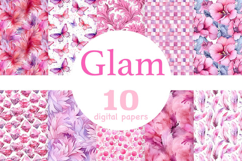 Glam Digital Papers Set | Fashion Seamless Pattern Digital Pattern GlamArtZhanna 