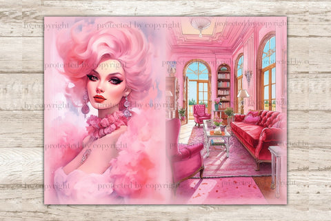 Glam Junk Journal Pages | Pink Digital Art Bundle SVG GlamArtZhanna 