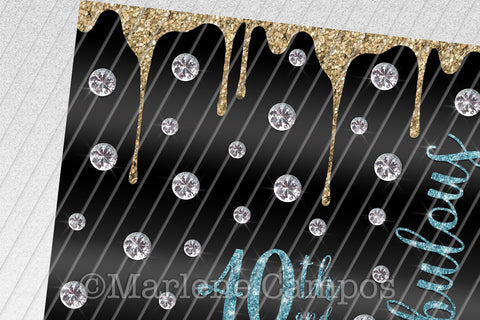 Glamour 40th and Fabulous 20oz Skinny Tumbler Sublimation | Gold and Turquoise Sublimation Marlene Campos 