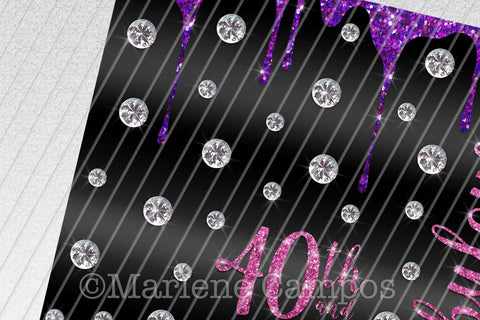 Glamour 40th and Fabulous 20oz Skinny Tumbler Sublimation | Pink and Purple Sublimation Marlene Campos 