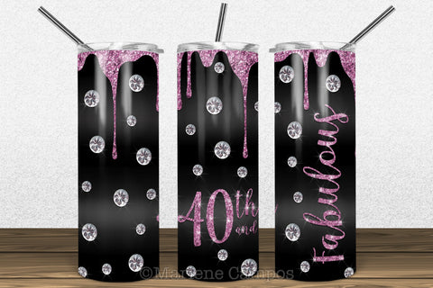 Glamour 40th and Fabulous 20oz Skinny Tumbler Sublimation | Rose Gold Sublimation Marlene Campos 