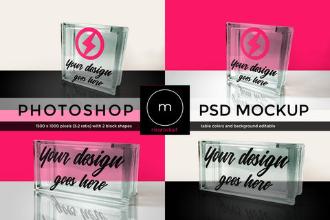 Glass Block Layered PSD Photoshop Product Mockup Set Mock Up Photo Risa Rocks It 