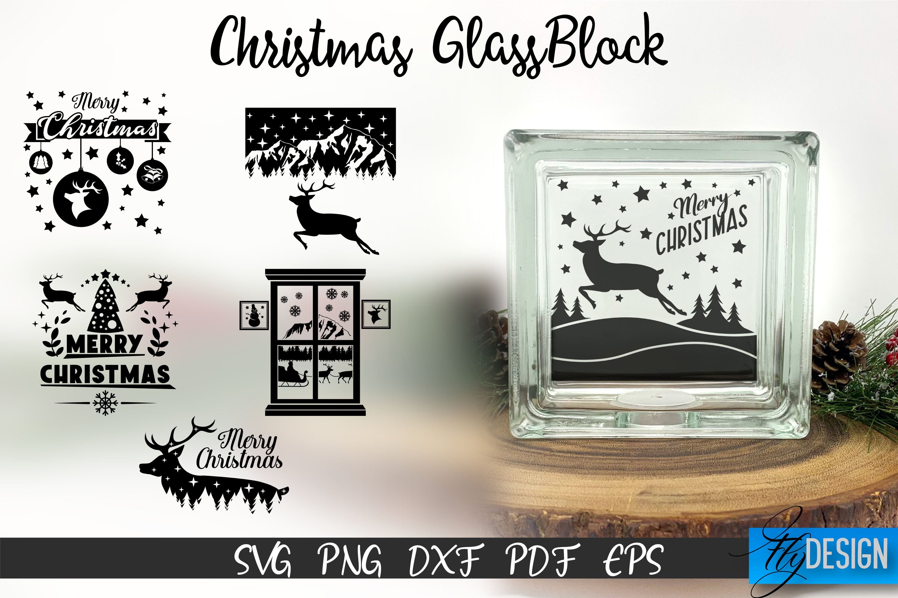 Christmas Glass Block SVG, Glass Block SVG Cut File, Glass Blocks, Vinyl  Cutting, Cards, Iron on Transfer, Christmas Crafts 
