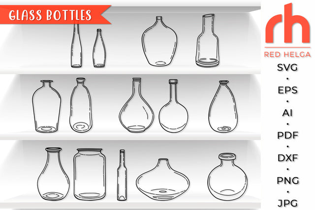 Glass Bottles SVG - Vases Cut Files SVG RedHelgaArt 