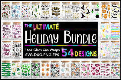 Glass Can Holiday SVG Bundle | Libbey Glass Holiday Wraps SVG B Renee Design 