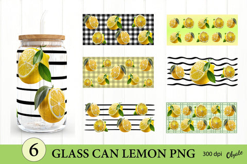 Glass Can PNG Bundle. Glass Can Summer. 16 OZ Lemon Bundle Sublimation Olga Terlyanskaya 