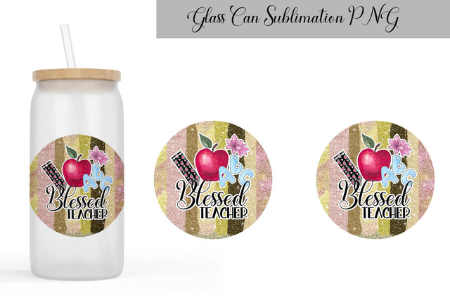 Glass Can Teacher Sublimation Sublimation WatercolorColorDream 
