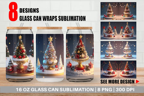 Glass Can Wrap 3D Christmas Tree Baubles Sublimation artnoy 