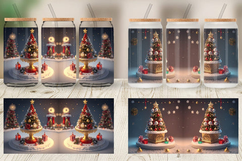 Glass Can Wrap 3D Christmas Tree Baubles Sublimation artnoy 