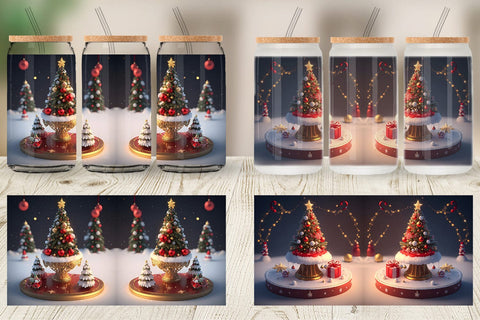 Glass Can Wrap 3D Christmas Tree Baubles Sublimation artnoy 
