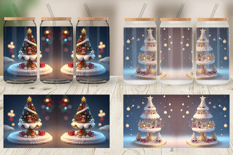 Glass Can Wrap 3D Christmas Tree Baubles Sublimation artnoy 
