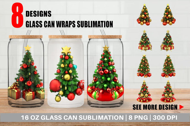 Glass Can Wrap 3D Christmas Tree Sublimation artnoy 