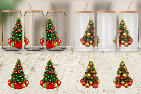 Glass Can Wrap 3D Christmas Tree Sublimation artnoy 