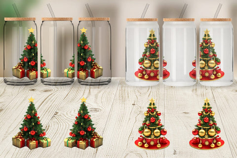 Glass Can Wrap 3D Christmas Tree Sublimation artnoy 