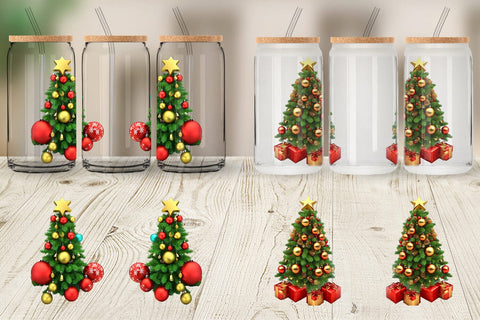 Glass Can Wrap 3D Christmas Tree Sublimation artnoy 