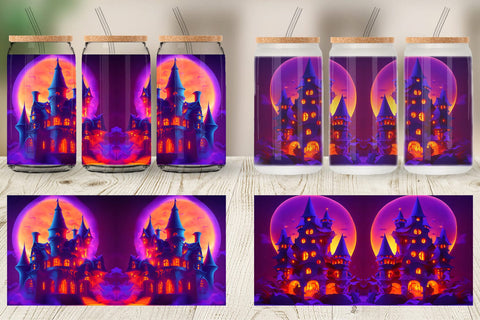 Glass Can Wrap 3D Haunted House Sublimation artnoy 