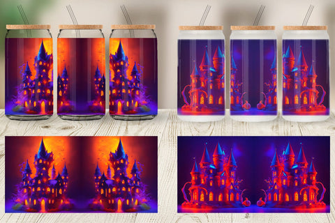 Glass Can Wrap 3D Haunted House Sublimation artnoy 