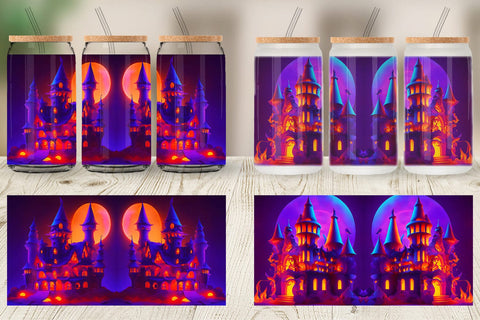 Glass Can Wrap 3D Haunted House Sublimation artnoy 