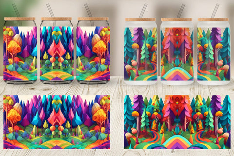 Glass Can Wrap 3D Paper Art Forest Sublimation artnoy 