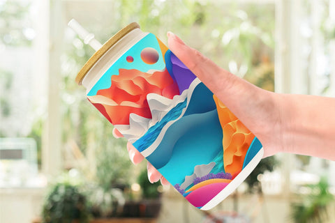 Glass Can Wrap 3D Paper Art Ocean Sublimation artnoy 