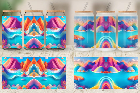 Glass Can Wrap 3D Paper Art Ocean Sublimation artnoy 