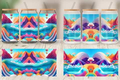 Glass Can Wrap 3D Paper Art Ocean Sublimation artnoy 
