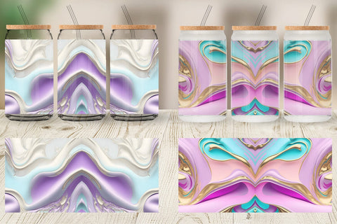 Glass Can Wrap 3d Pastel Wavy Liquid Sublimation artnoy 