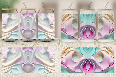 Glass Can Wrap 3d Pastel Wavy Liquid Sublimation artnoy 