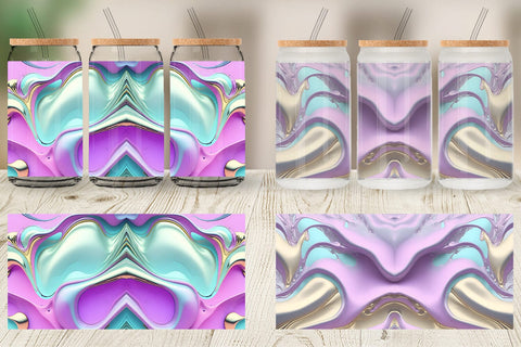 Glass Can Wrap 3d Pastel Wavy Liquid Sublimation artnoy 