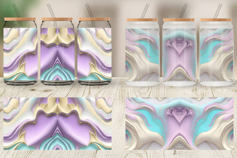 Glass Can Wrap 3d Pastel Wavy Liquid Sublimation artnoy 