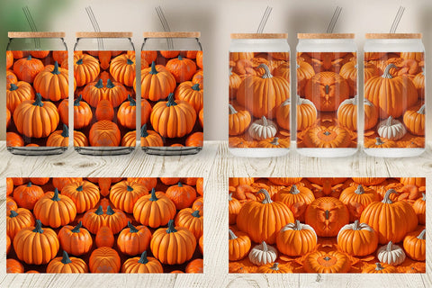 Glass Can Wrap 3D Pumpkin Sublimation artnoy 