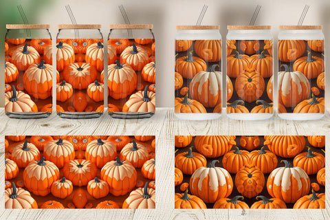 Glass Can Wrap 3D Pumpkin Sublimation artnoy 