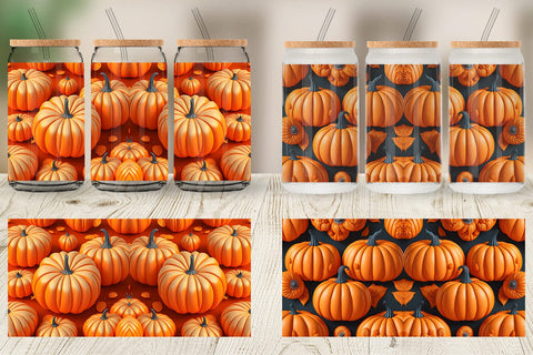 Glass Can Wrap 3D Pumpkin Sublimation artnoy 