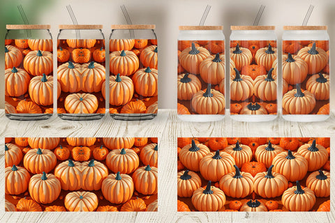 Glass Can Wrap 3D Pumpkin Sublimation artnoy 