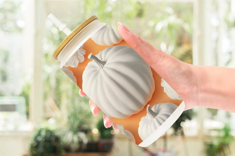 Glass Can Wrap 3D Pumpkin White Sublimation artnoy 