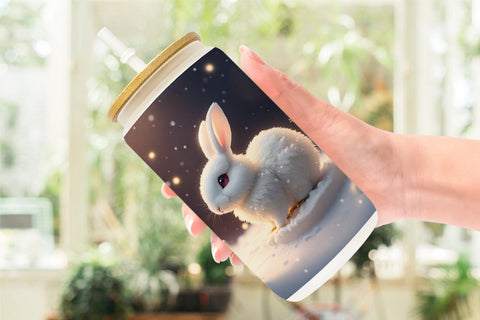 Glass Can Wrap 3D Rabbit Christmas Sublimation artnoy 