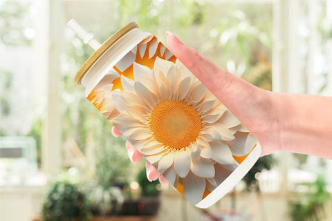 Glass Can Wrap 3D Sunflower Sublimation artnoy 