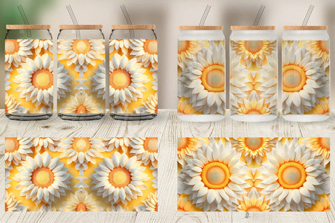 Glass Can Wrap 3D Sunflower Sublimation artnoy 